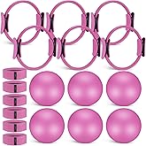 Seenelling 18 Pcs Pilates Ring and Ball Set with Resistance Bands Home Workout Pilates Equipment 11.8 Inch Magic Circle with Padded Handles, Mini Ball for Strength, Toning and Flexibility