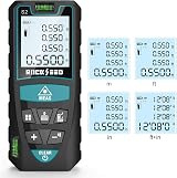 RockSeed 50m Laser Distance Meter with 2 Bubble Levels M/In/Ft Backlit LCD view 4