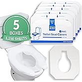 Reli. Toilet Seat Covers (1250 Pcs, 5 Packs of 250) | Disposable Toilet Seat Cover - Flushable - 14x16" (Half-Fold) | Paper L