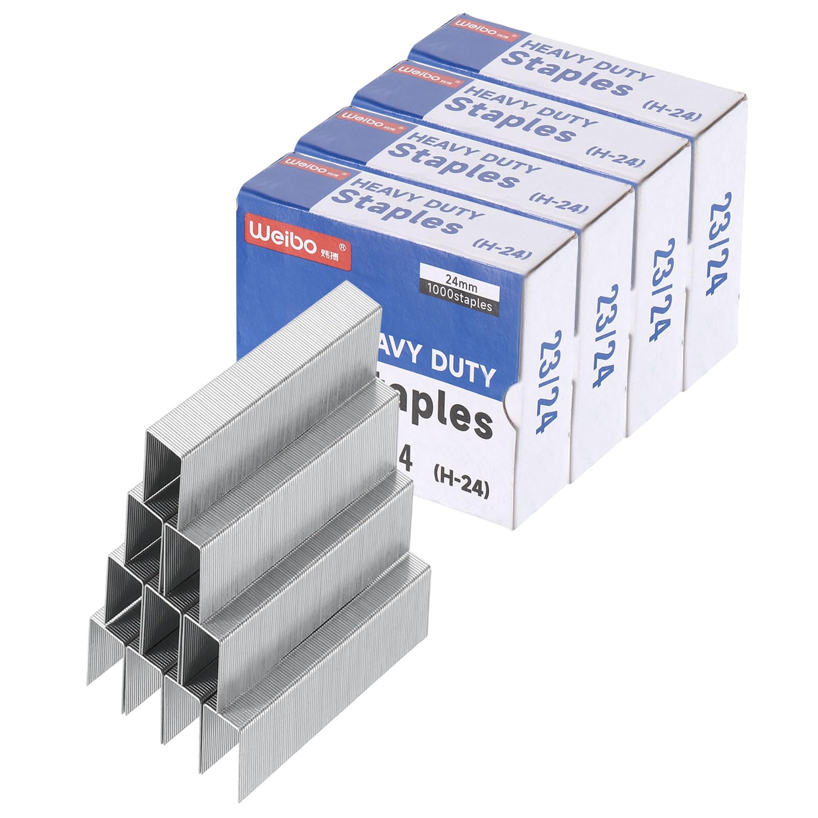 PATIKIL 23/24 Staples for Stapler, 4Box 4000pcs 7/8" Leg Length Standard Flat Clinch Chisel Point Staples Jam-Free for Office Desktop Home Supplies, Silver
