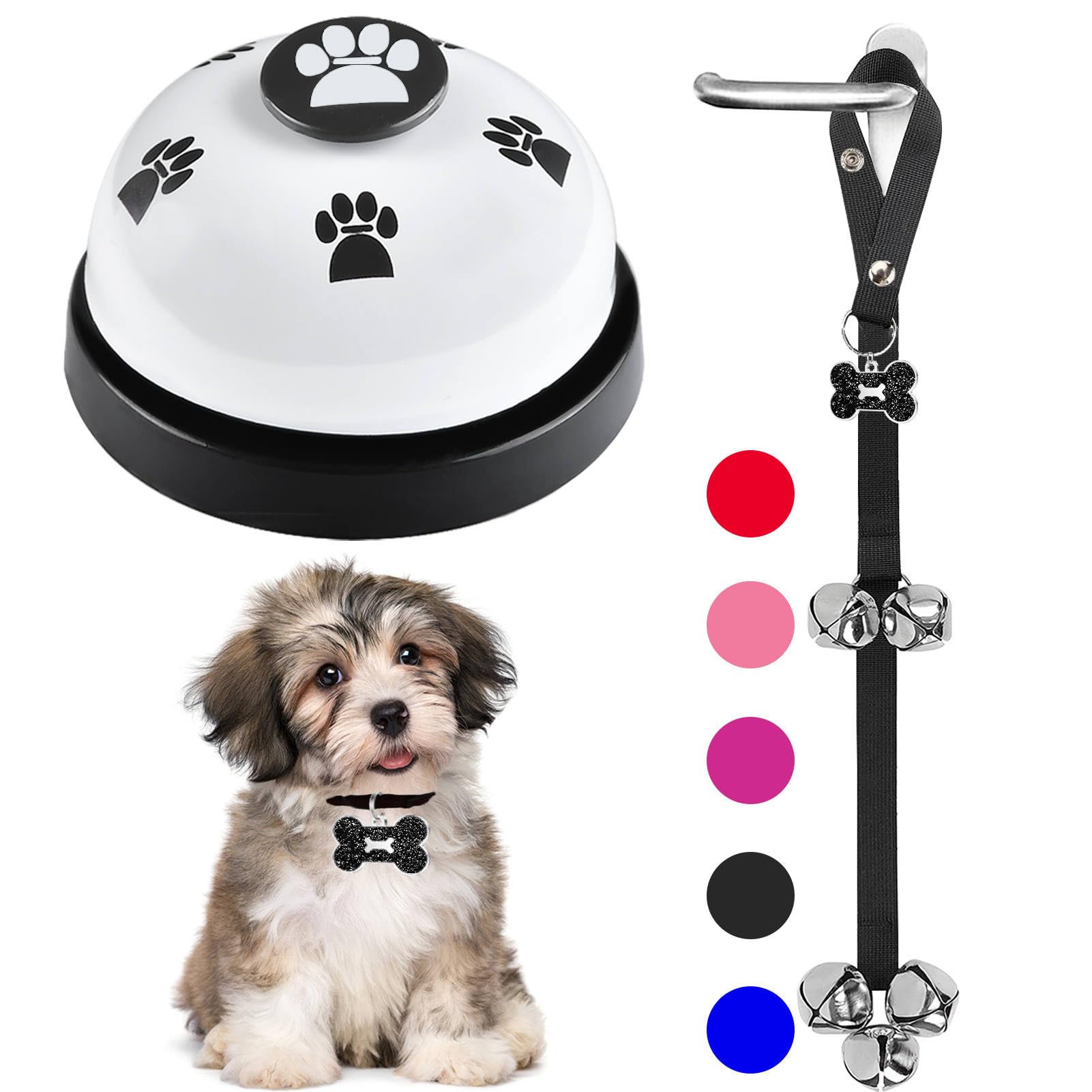 KEXIAVA 2 Pcs Dog Bells Toilet Training Dog Doorbell Dog Training Bell for Puppy Potty Adjustable Strap Dog Door Bell and Communication Device Dog Bell Cat Puppy Interactive Bell (Black)