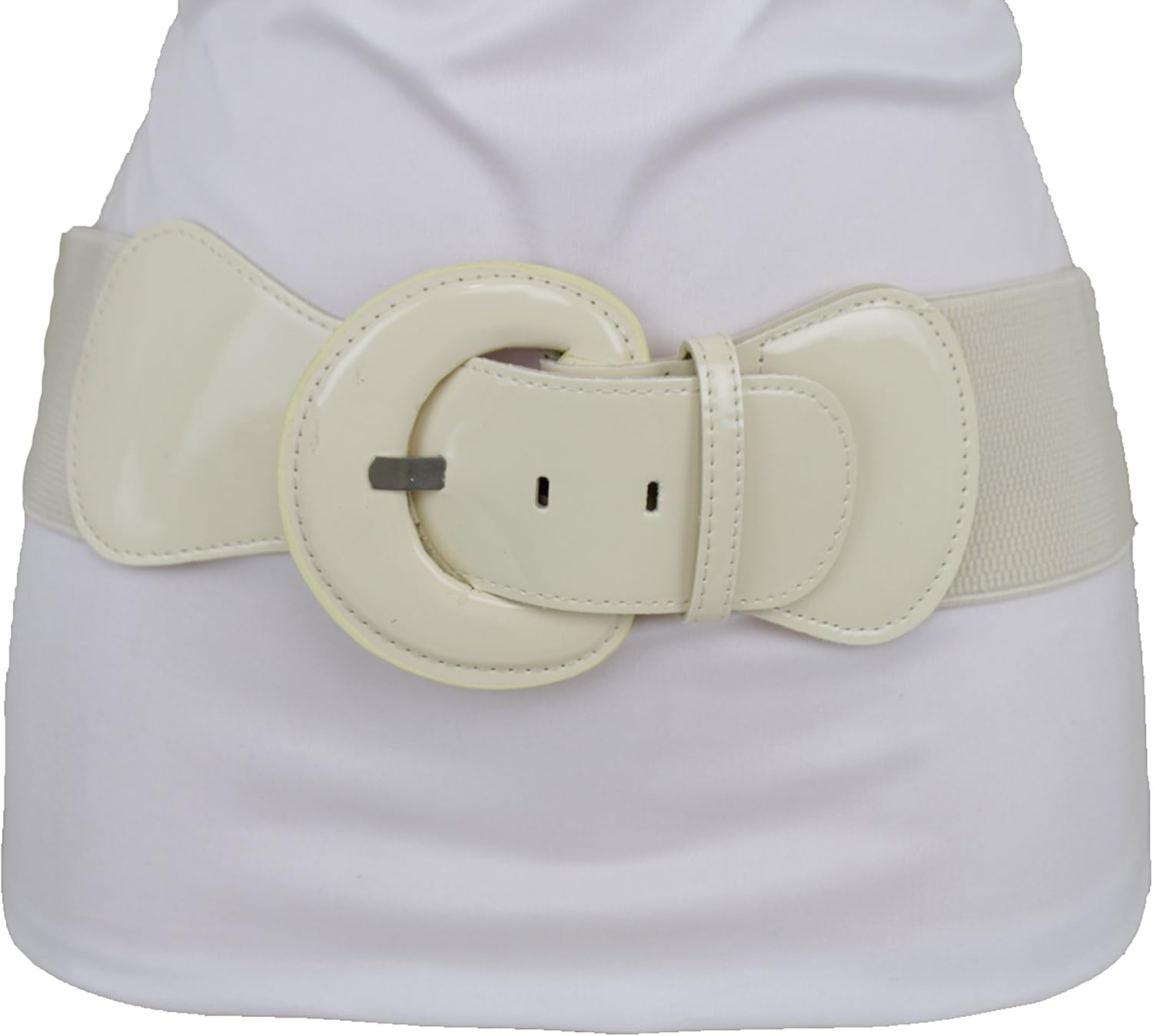 TFJ Women Fashion Wide Elastic Belt High Waist Hip Cream Color Plus