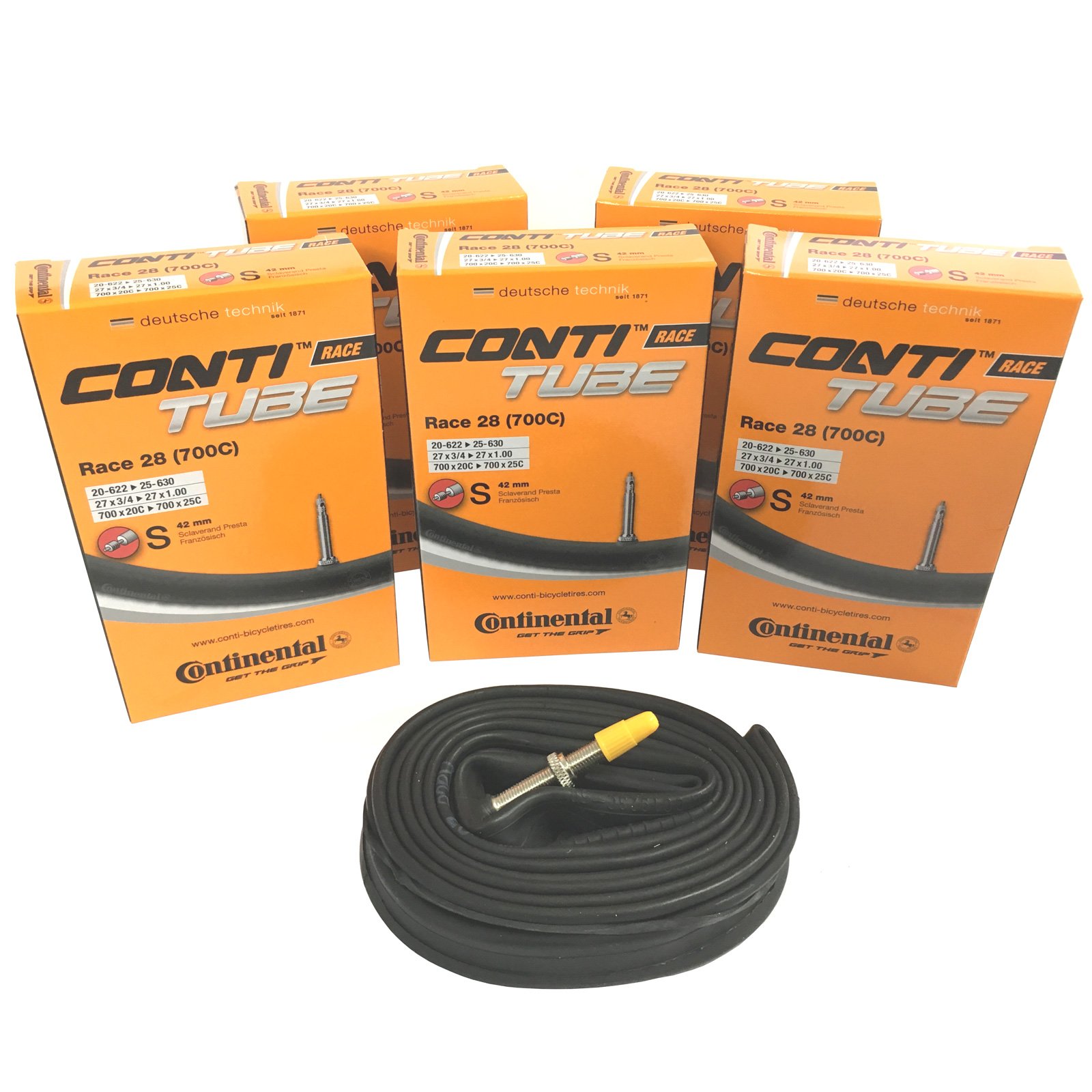 Continental Race Tubes Cycling Race 28 Inner Tube & adaptors, Black, 700 x 20-25c