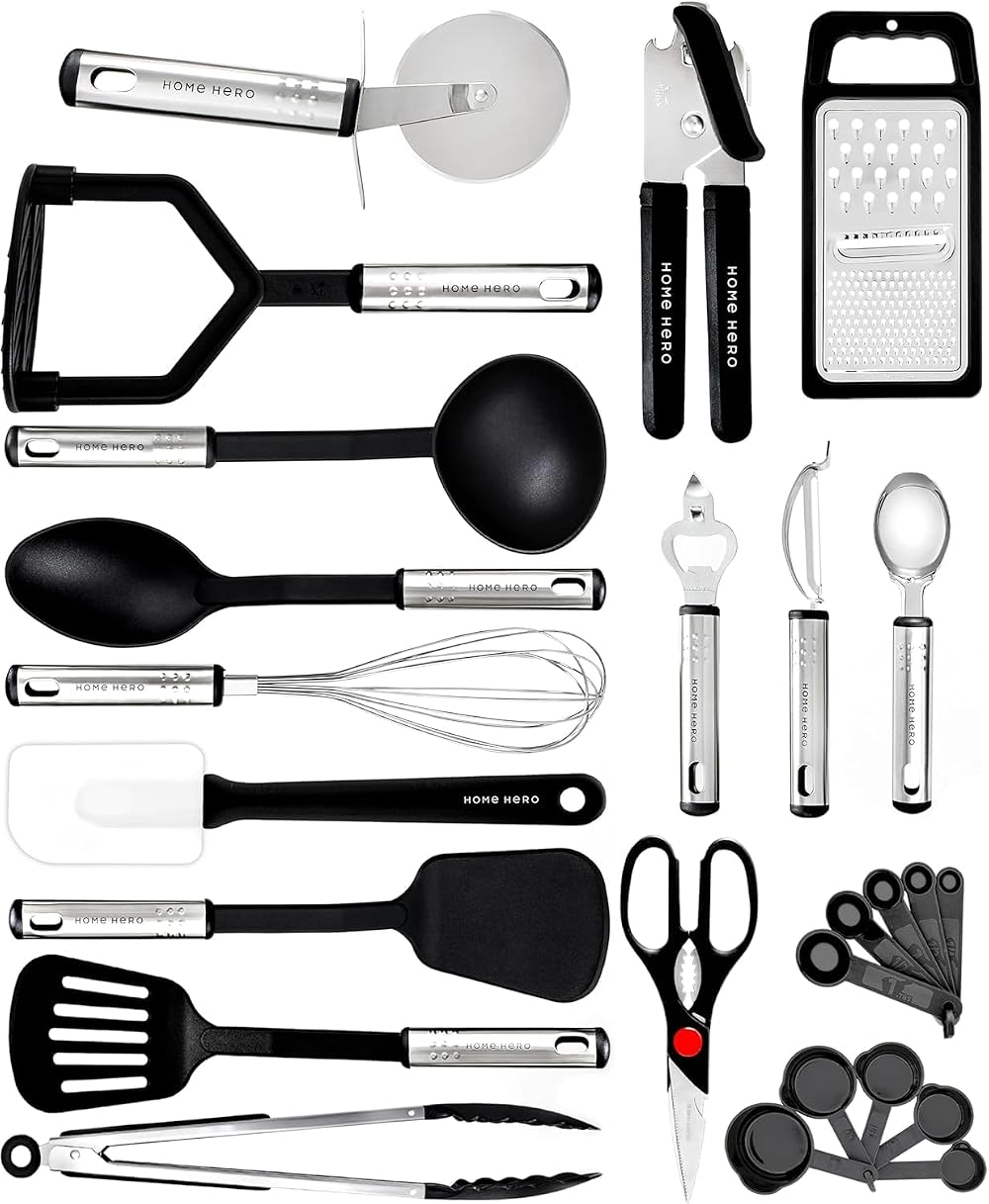 Home Hero 25-Piece Nylon Kitchen Utensils Set Non-Stick Heat Resistant