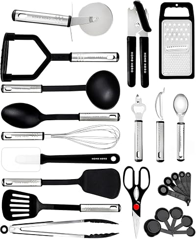 Home Hero 25-Piece Nylon Kitchen Utensils Set Non-Stick Heat Resistant