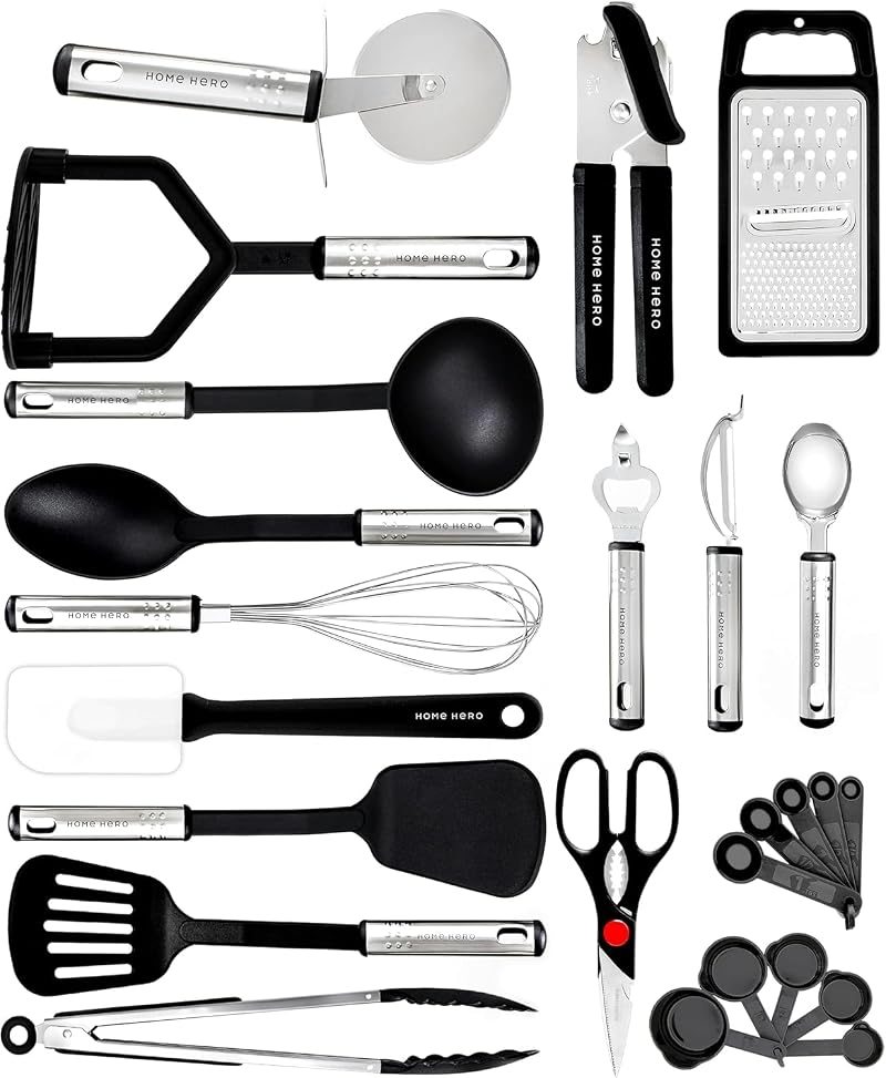 Home Hero 25-Piece Nylon Kitchen Utensils Set Non-Stick Heat Resistant