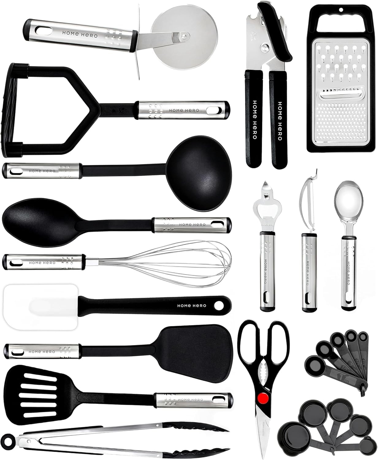 Kitchen Utensils Set - 25pieces Non-Stick Heat Resistant Cooking Utensils Set - Spoons Turners Spatula Ladle Set - Kitchen Tools Gadgets Accessories