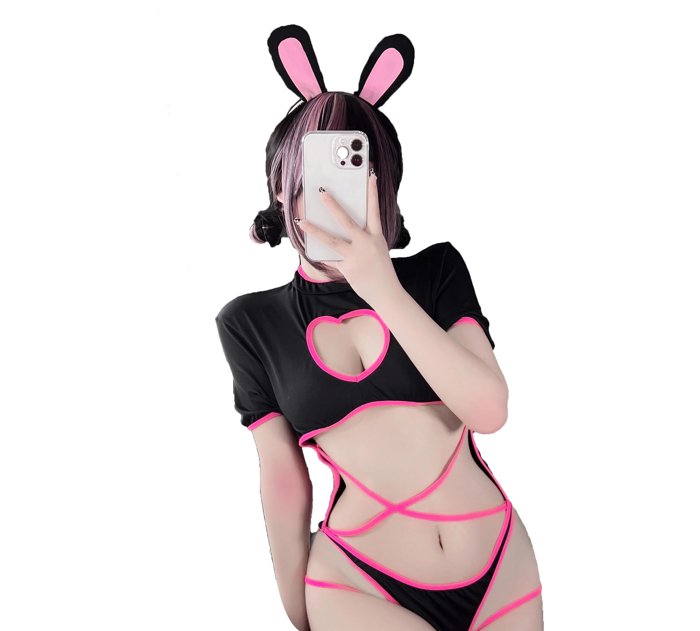 JasmyGirls Bunny Lingerie Anime Cosplay Maid Outfit Sexy Cat Costume Kawaii Bikini Cute Lolita Roleplay Heart One Piece Bodysuit