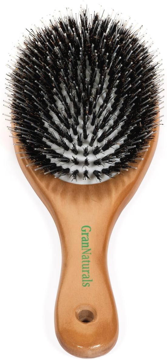 Boar Bristle Hair Brush Porcupine Style Mixed Bristle Natural