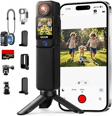 C300 Vlog Camera(64GB), Action Cam 4K 6-Assi, 7H, 154°, 30M, Nero