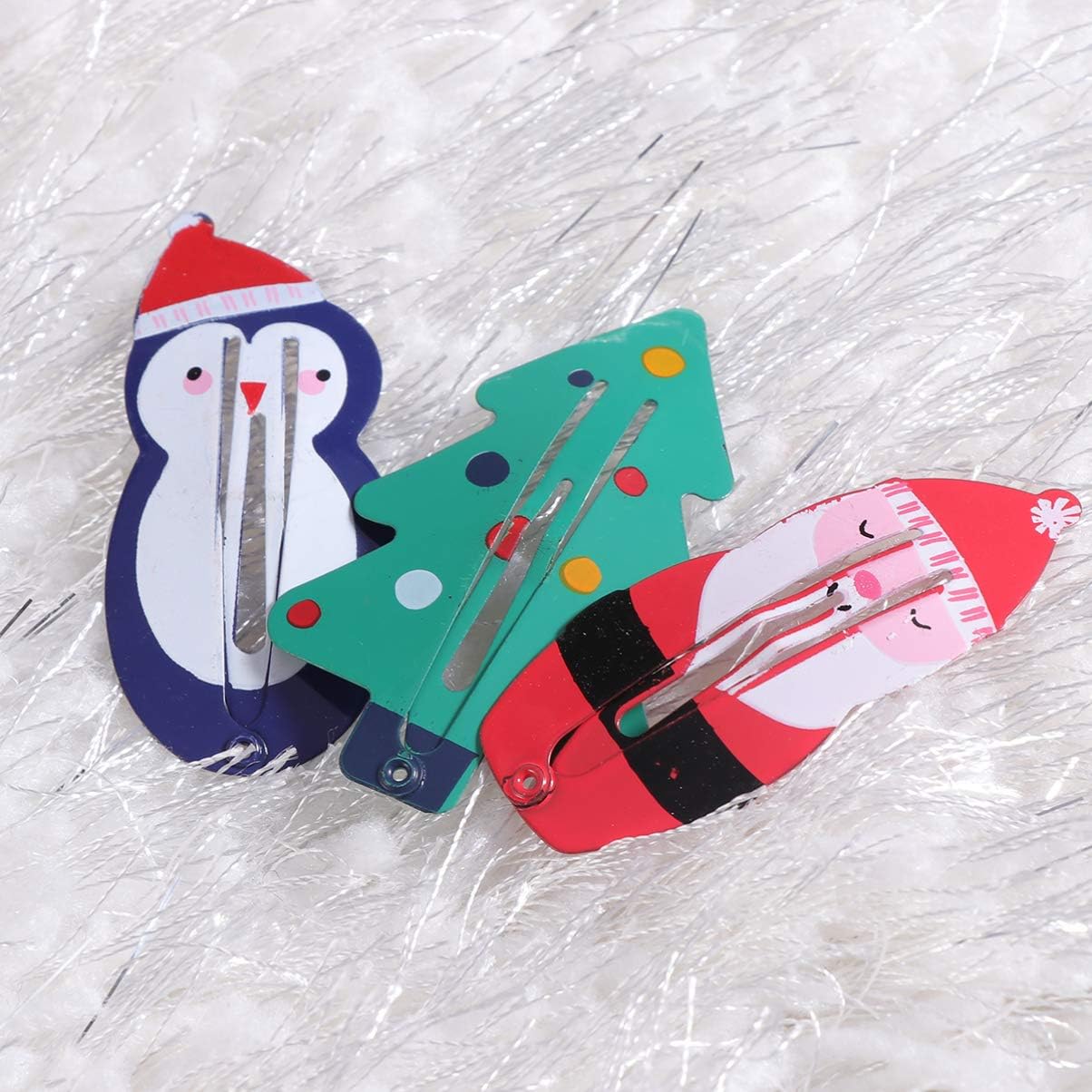 minkissy 12pcs Christmas Cartoon Hair Clips, Lovely Snap Barrettes Christmas Snap Hair Clips - Image 4