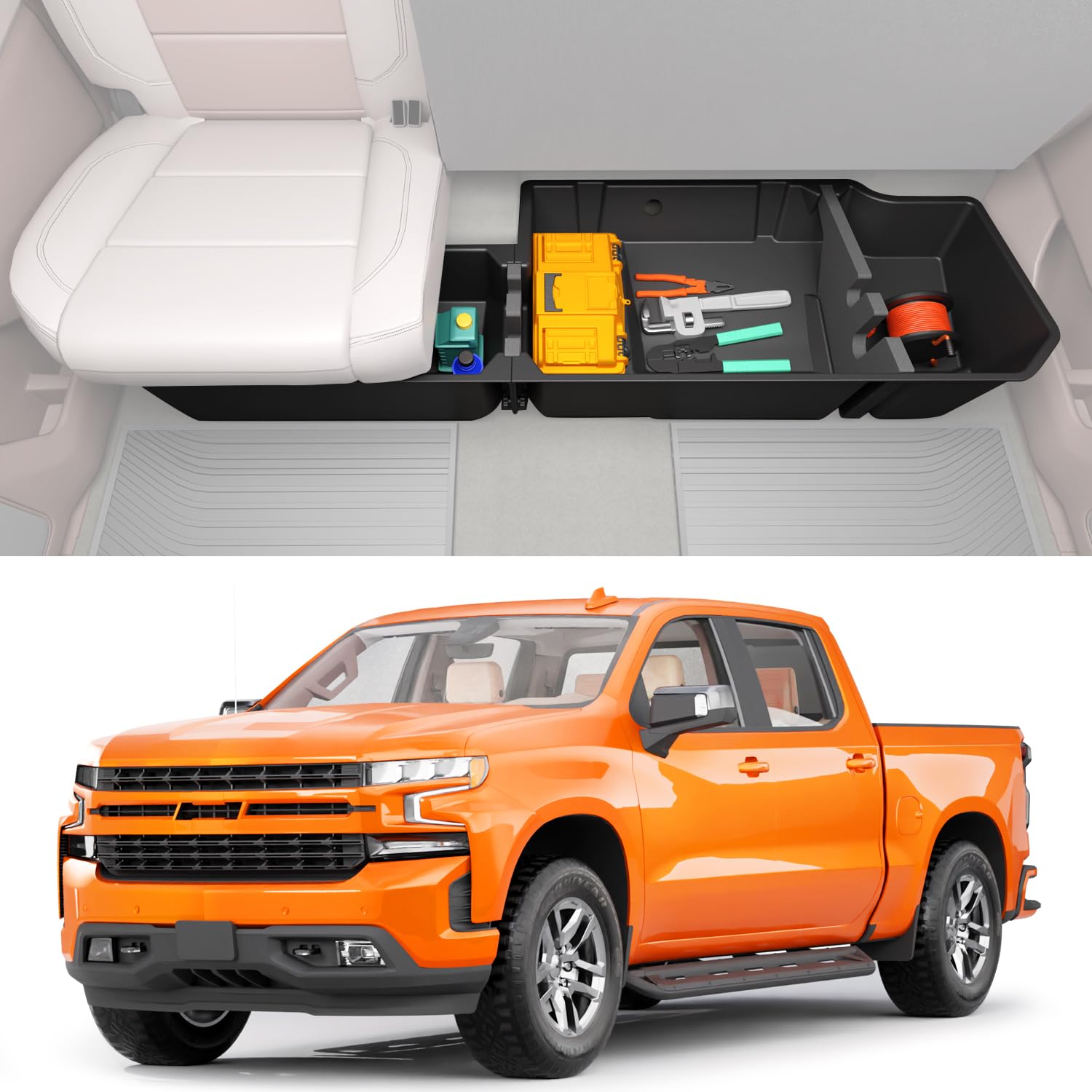 Photo 1 of **SCUFFS FROM TRANSPORT **wonderdriver Under Seat Storage Box Compatible with 2019-2025 Chevy Chevrolet Silverado 1500/GMC Sierra 1500, 2020-2025 Silverado/Sierra 2500HD/3500HD Double Cab & Crew Rear Underseat Organizer