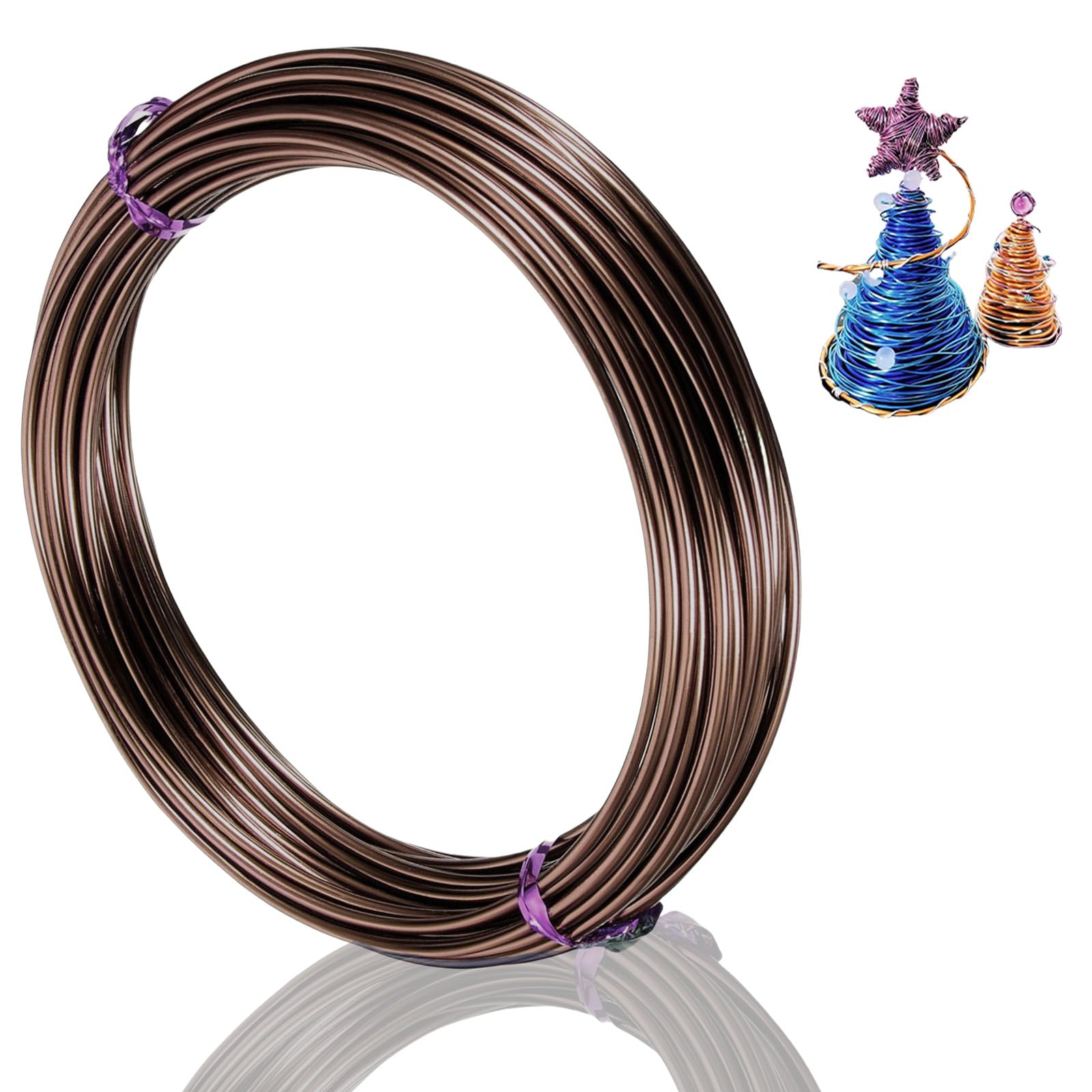 12 Gauge 2mm Brown Aluminum Craft Wire, 30m - Bendable, Flexible for Jewellery, Floristry & Modelling