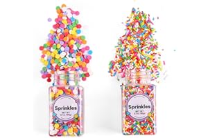 MILOVIN Rainbow Sprinkles, Confetti Sprinkles, Round Sprinkles, Rainbow Sprinkles for Cake Decorating, Chocolate, Cupcake, Candy Sprinkles, and Ice Cream Toppings. (120g/4.2oz)