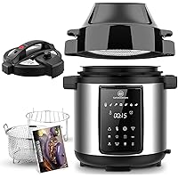 CSS 6Qt Pressure Cooker & Air Fryer Combos - 10-in-One Multi-Cooker with Pressure & Air Fryer Lid, Steamer Cooker, 1500W…
