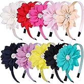 WANYU 10 Pcs Flower Bow Headbands For Girls,Toddler Headbands Chiffon Floral Kids Hair Bands Sparkle Cute 3.5 inch Bow Headpiece-Diademas Para Niñas1