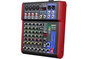 D Debra SI Series Professional Portable Recording Mixer Audio with 99 DSP Digital Effects Mic Preamps and USB for DJ Mixer Console Karaoke Home Recording Studio (SI-6UX)