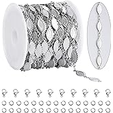 KYUNHOO 13 Feet Long Stainless Steel Bulk Chain for Jewelry Making Silver Craft Chains with Lobster Clasps Jump Rings Jewelry Supplies for DIY