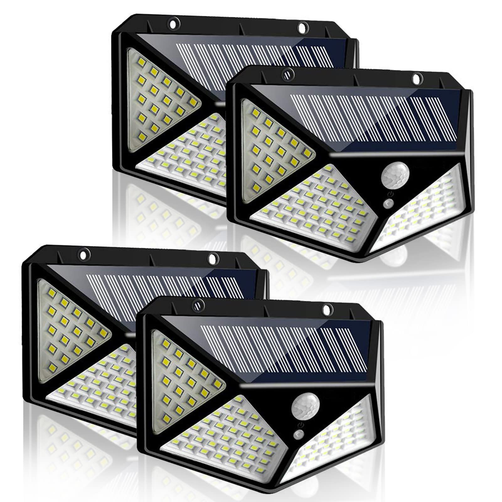 OWill 4 Pack Solar Lights Outdoor, Solar Motion Sensor Security Lights 100 LED 2000 mAh IP65 Waterproof with 3 Modes for Garden Yard Pathway