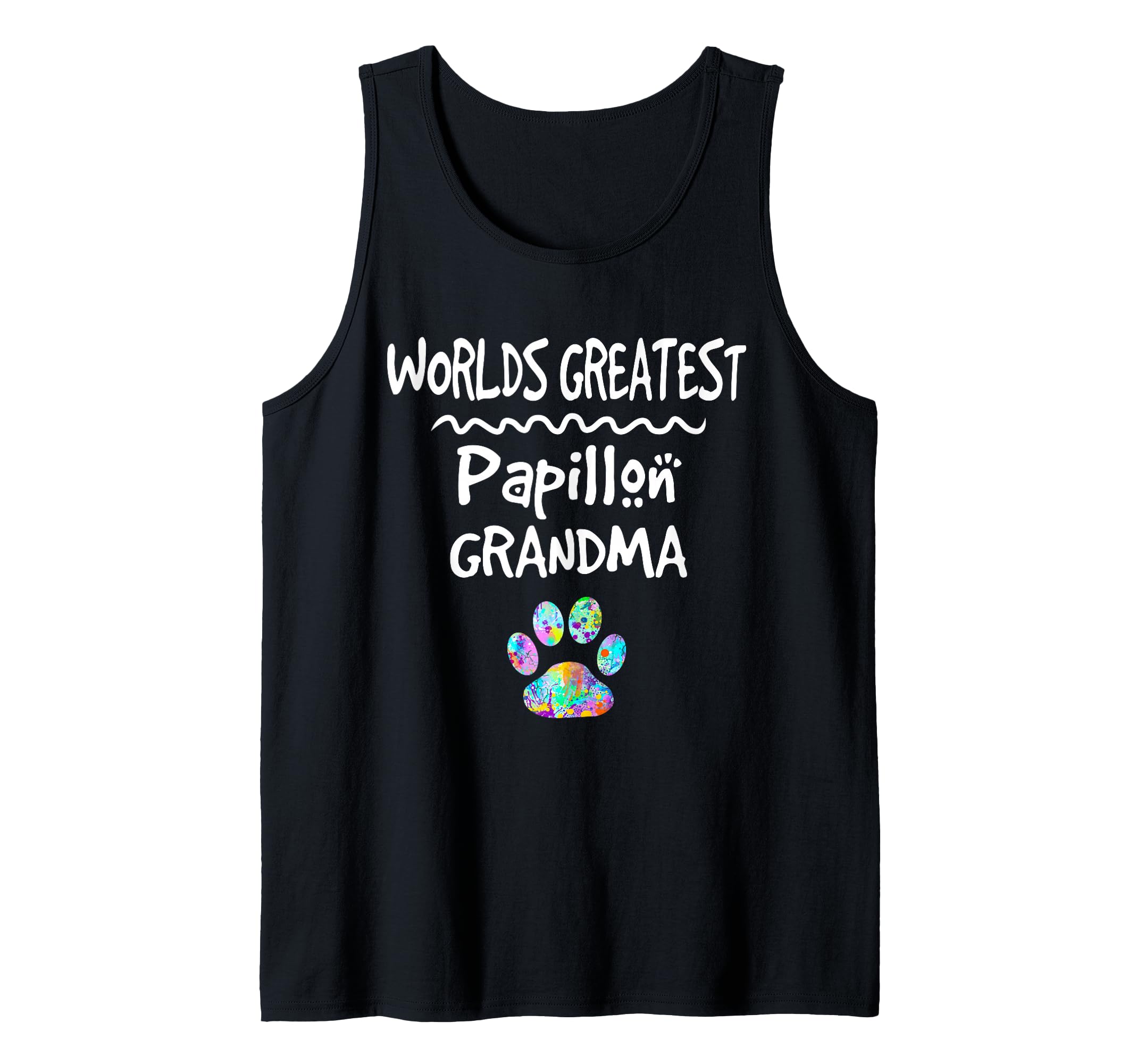 Worlds Greatest Papillon Grandma Cute Dog Paw Print Pet Love Tank Top