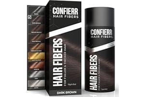CONFIERR Keratin Hair Fibers for Men & Women - Fill In Fine or Thinning Hair, Instantly Thicker, Fuller Looking Hair (Dark Brown 15g)