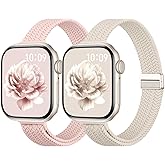 Slim Braided Stretchy Band Compatible with Apple Watch Bands 40mm 41mm 38mm 42mm 44mm 45mm 46mm 49mm Women Men, Thin Nylon Sport Solo Loop Magnetic Strap for iWatch Series 11 10 9 8 7 6 5 4 3 SE Ultra