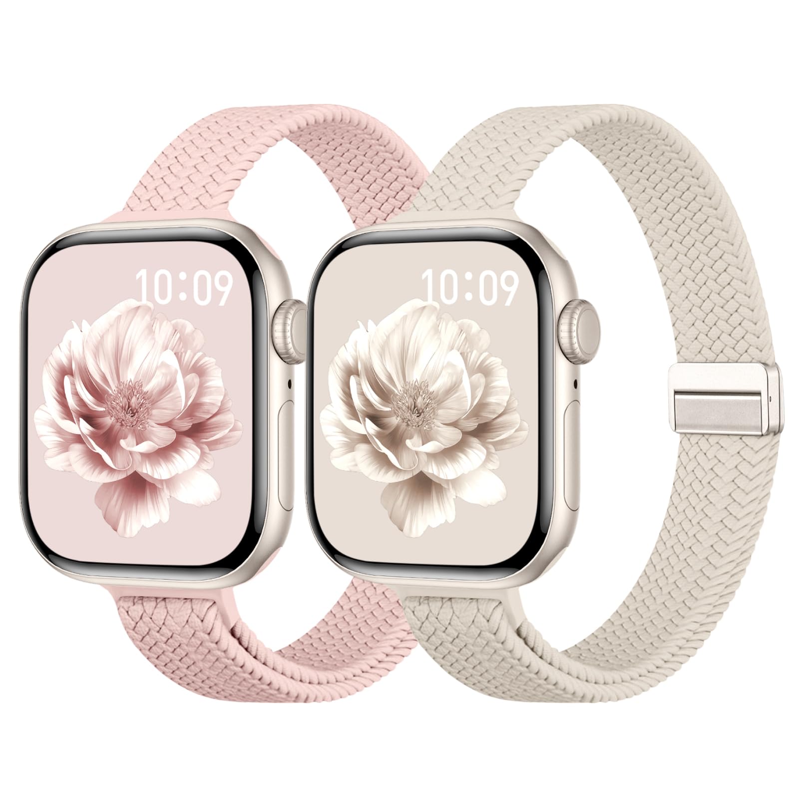 Slim Braided Stretchy Band Compatible with Apple Watch Bands 40mm 41mm 38mm 42mm 44mm 45mm 46mm 49mm Women Men, Thin Nylon Sport Solo Loop Magnetic Strap for iWatch Series 11 10 9 8 7 6 5 4 3 SE Ultra