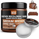 NIUB Leather Recoloring Balm Leather Color Restorer Scratch Repair Leather Paint for Furniture Couches Car Seats Shoes Bags Leather Dye and Scratched Leather with Leather Conditioner - Medium Brown