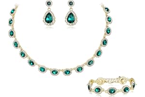 EVER FAITH Wedding Crystal Bridal Jewelry Sets for Bride Bridesmaid Statement Choker Necklace Dangle Earrings Bracelet for Wo