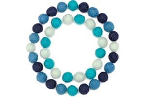 Glaciart One Felt Wool Balls, Felt Pom Poms (40 Pieces) 2 Centimeters - 0.8 Inch, Handmade Felted Blue Sky Colors- Bulk Small Puff for Felting and Garland