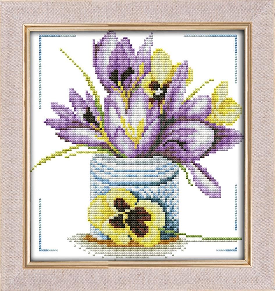 CaptainCrafts Cross Stitch Kits, Stamped Or Counted Fabric Small Pot
