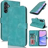 SunYoo for Samsung Galaxy A15 5G Case Wallet with Card Holder for Men Women,PU Leather Magnetic Buckle Stand Flip Phone Cover-Light Green