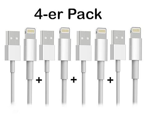 OKCS Ladekabel - 4er Pack - Datenkabel Schnell und Sicher kompatibel für iPhone XS, XR, XR Max, X, 8, 8 Plus, 7, 7 Plus, iPad