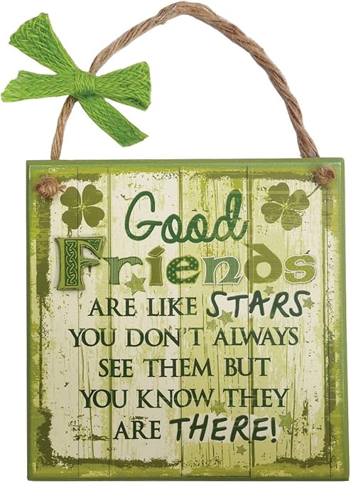 Amazon Com Carrolls Irish Gifts Rustic Ireland Good Friends Wooden Plaque With A Green White Design Home Kitchen