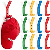 Colingmill 12 Pack Heavy Duty Hooks for Hanging Coats, Jackets, Backpacks, Baseball Hats, Wall Mounted Colorful Hangers for Kids, Perfect Hook for Classrooms, Bathroom Robes and Towels (Classic Color)