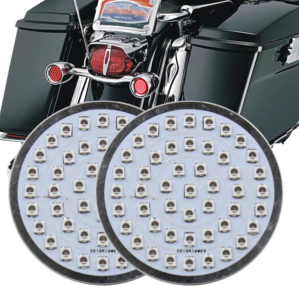 Akmties 2'' Bullet Style Motorcycle Turn Signal Kit Rear Brake Light LED Compatible for Dyna Street Glide Road King Heritage Softail(1157 red)