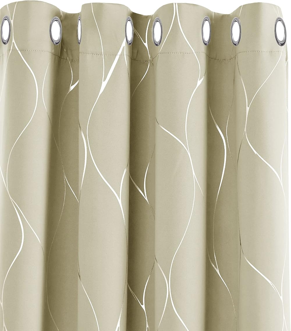 Deconovo Blackout Curtains Eyelet Thermal Insulated Beige 66x90 Inch 1 Pair