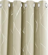 Deconovo Blackout Curtains Eyelet Thermal Insulated Beige 66x90 Inch 1 Pair