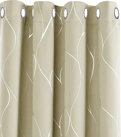 Deconovo Window Treatment Eyelet Room Darkening Curtains Beige 1 Pair 46 x 90