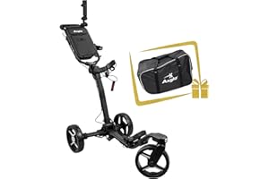 Axglo V3 Golf Cart | Storage Bag Included | Golf Push Cart 3 Wheel | Swivel Front Wheel Golf Carts | Lightweight & Durable Golf Caddy | Large Storage Bins | Cup & Umbrella Holder
