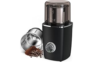 CEVING Hands-Free Blade Coffee Grinder, Cordless Coffee Mill with 5-30S Adjustable Grinding, Triple-Lock Safety & 1500mAh Rechargeable Battery with Removable Bowl, Portable for Camping, Travel, etc.