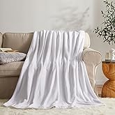 KMUSET Fleece Blanket Twin Size White Lightweight Throw Blanket Super Soft Cozy Microfiber Blanket 60x80 Inches