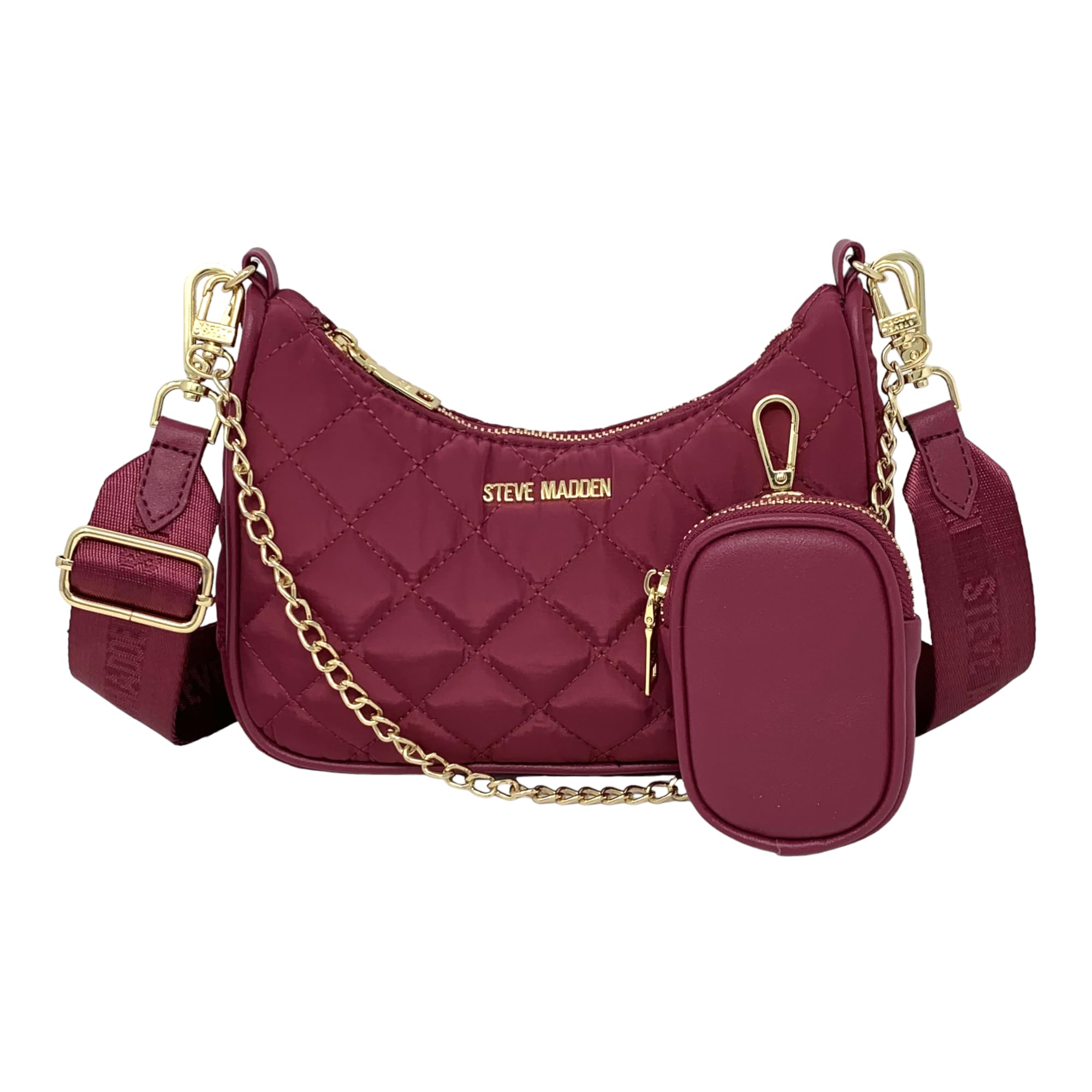 Bolso Steve Madden Btamela - Pequeño, Estilo Hobo, Correa Ajustable, Forro Gris, Accesorios Incluidos
