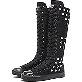 Momuk Girls Women Stylish Canvas Knee High Boots Causal Sneakers School Shoes Size 10 B(M) US Black