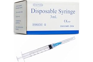 SHAOTONG 3ml Syringe with 23G 1In Needle - Disposable Individual Packaging (3ML-23G-100PACK)