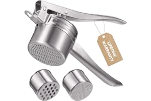 Potato Ricer, Sopito Upgraded Stainless Steel Potato Masher with 2 Interchangeable Cups, Heavy Duty Potato Masher and Ricer Kitchen Tool, Press and Mash Kitchen Gadget for Perfect Mashed Potatoes