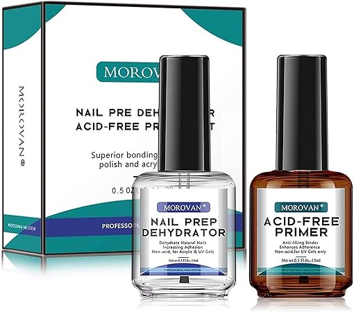 Morovan Nail Prep Dehydrator And Acid Free Primer Superior Bonding 0 5 Oz For Gel Nail Polish And Acrylic Powder Fast Dry Nail Dehydrator Liquid Gift Box Set Amazon Ca Beauty