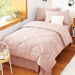 CozyLux Twin Comforter Set with Sheets Blush Pink