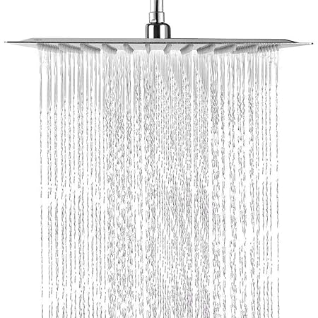 Panasole Regendusche Duschkopf Edelstahl Regenbrause Anti-Kalk-Düsen Duschkopf Wasserfall Quadratisch Regenduschkopf 30 x 30 