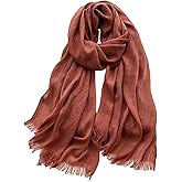 Canxiaoba Solid color cotton and linen scarf, wrinkled all season versatile long sunscreen fashionable shawl